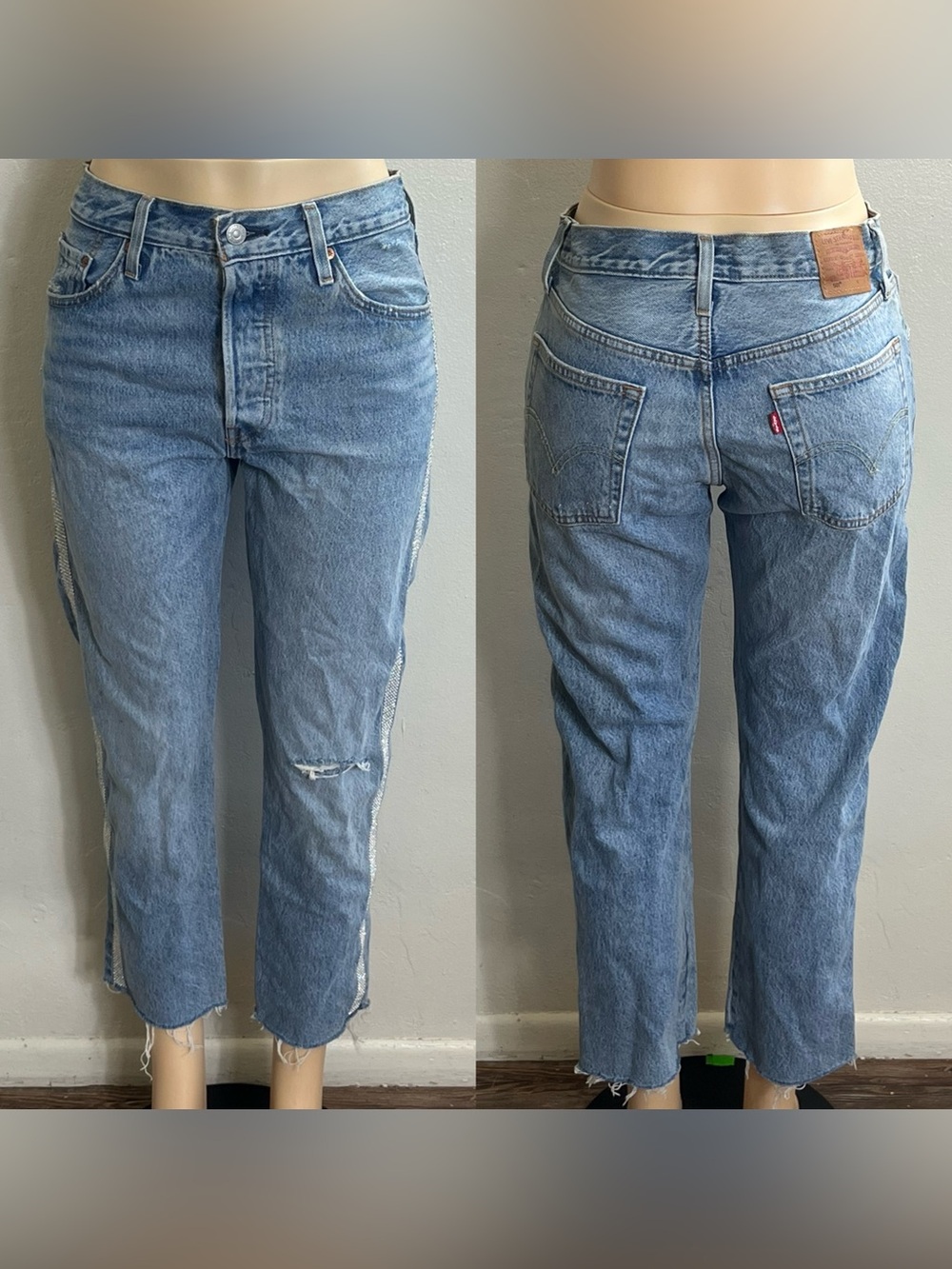 Levi's Women's Light Blue Straight Leg Frayed Hem Jeans